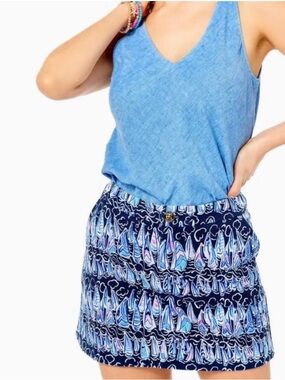 NWT Lilly Pulitzer Colette Knit Skort Low Tide Navy Sails and Stripes Size 6